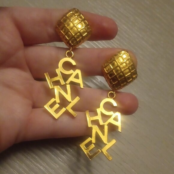 Chanel Vintage Dangle Earrings Clip-On Rare - Picture 15 of 17